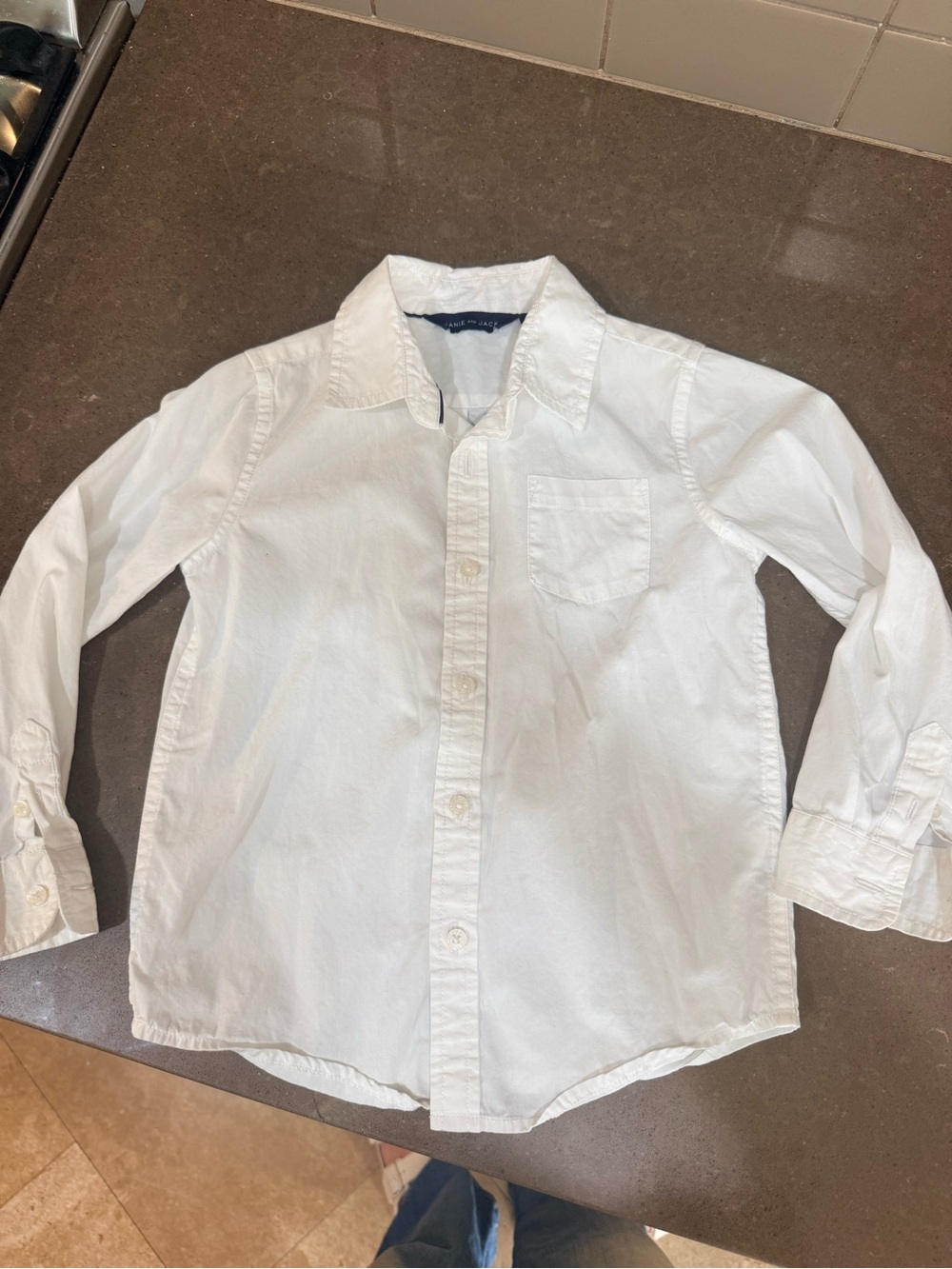 Janie and Jack White Collared Shirt with Navy Label